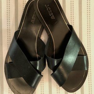 JCrew Black Leather Sandals size 10